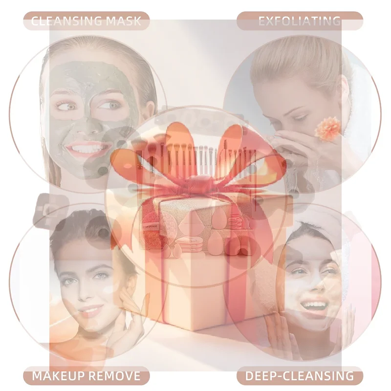 20개 메이크업 브러쉬 및 스펀지 세트 메이크업 퍼프, 뷰티 에그, 헤어밴드, 손목밴드 리무버 키트 메이크업 도구 선물