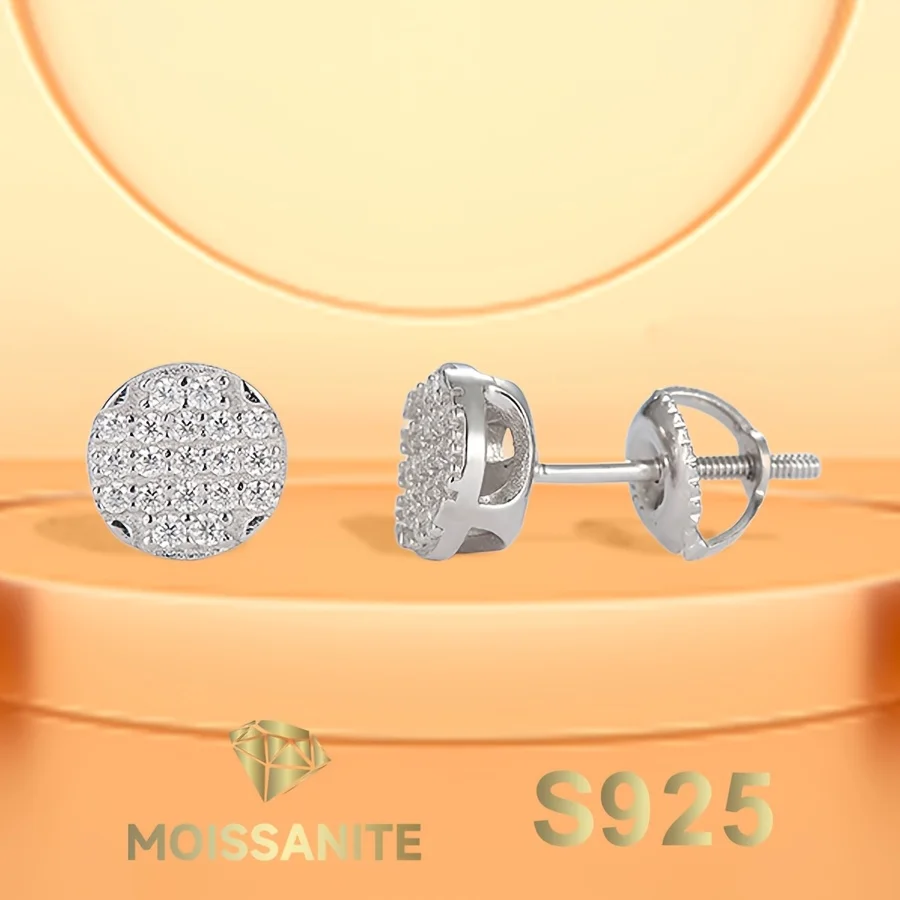 

D Color Moissanite Earrings Round Stud Earring for Women with Gra Certificate Enagement New 2025