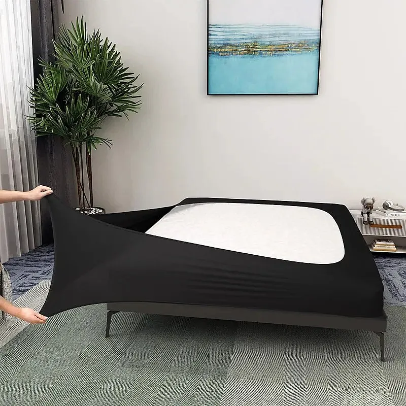 Extra Deep Box Spring Cover Jersey Knit Stretchy Wrap Around 4 Sides Bed Skirt for Twin Full King Bed