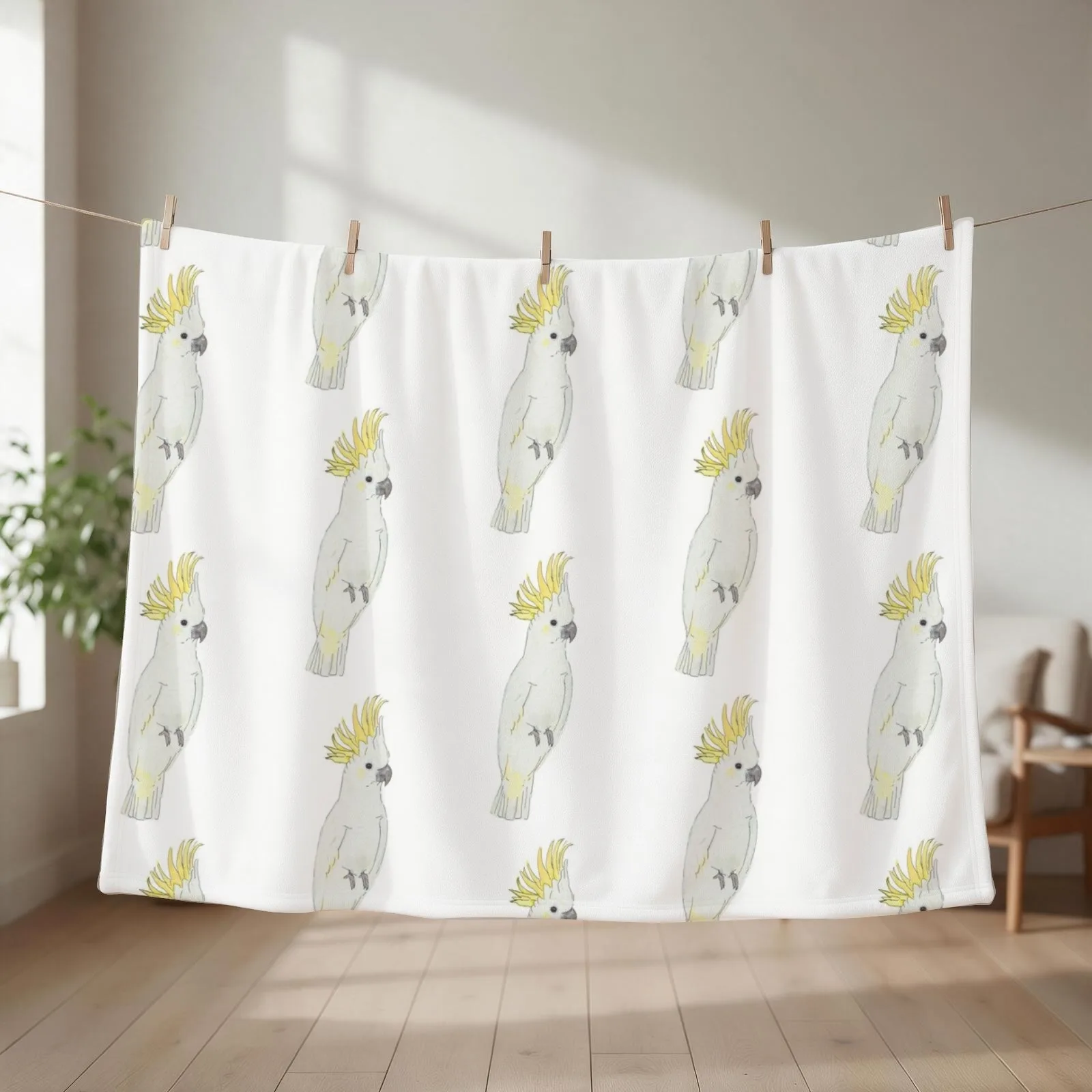 Laussane the cockatoo Throw Blanket couch cozy soft plush fuzzy picnic outdoor blanket