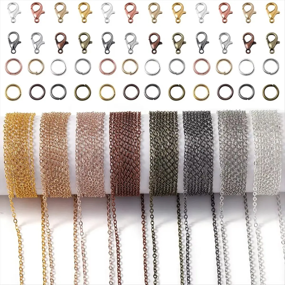 2026 + 3 متر سبيكة السائبة ربط سلسلة مع الانتقال خواتم جراد البحر المشابك قلادة سلاسل DIY بها بنفسك صنع المجوهرات المورد اكسسوارات #2