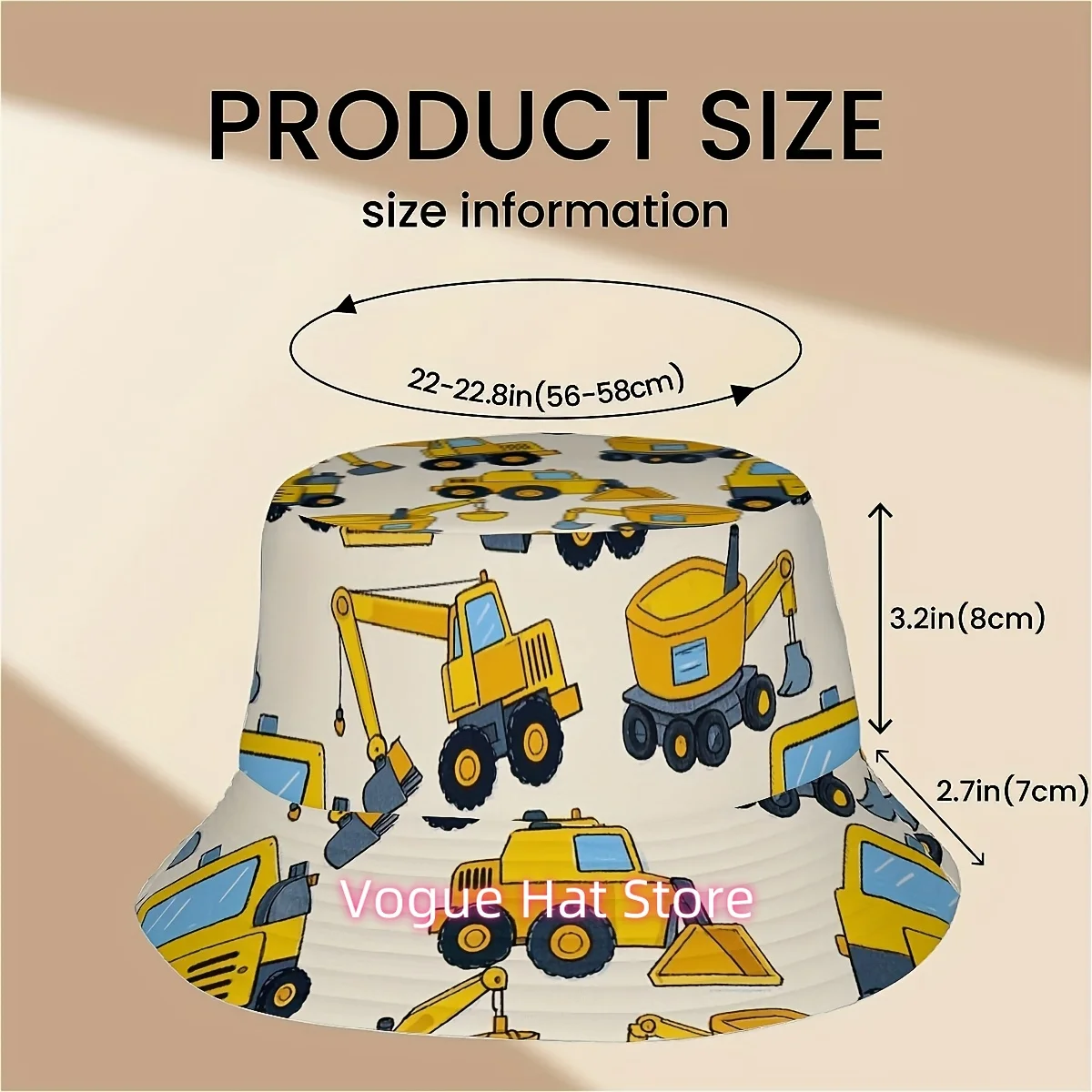 ()1pcs Cartoon Tool Car Unisex One-piece Full-face Printed Casual and Fashionable Bucket Hat, Suitable for Outdoor Vacation Trav