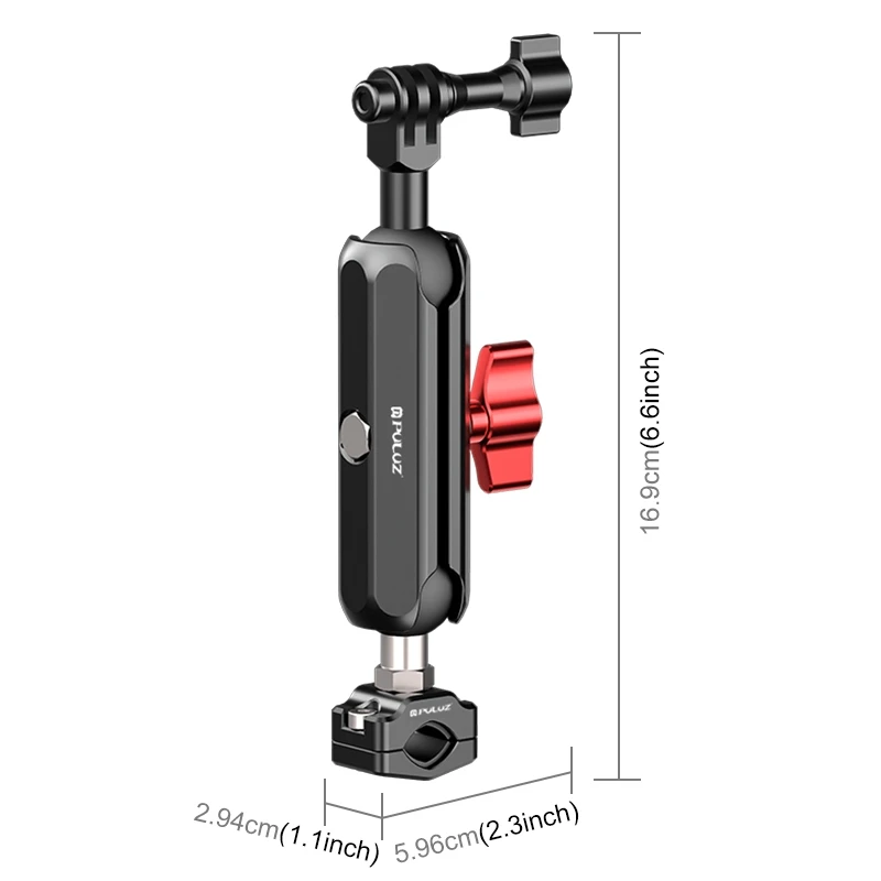 PULUZ Motorcycle Rearview Small Clamp Metal Magic Arm Rod Mount For DJI GoPro Insta360
