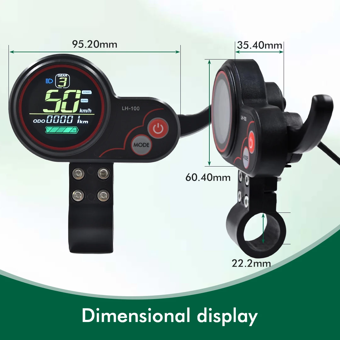 E-bike LCD LH100 Display colorato misuratore 24V-60V SM/spina di connessione impermeabile Display per bicicletta elettrica con USB UART