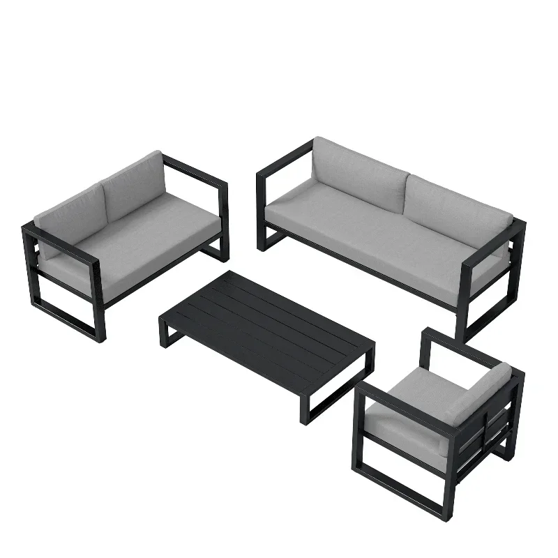Outdoor leisure sofa real estate landscape garden sales outdoor sofa coffee table combination wrought iron aluminum alloy