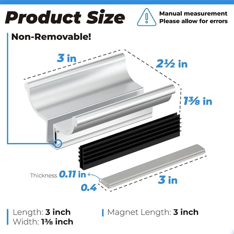 AF93-Shower Door Magnet 3Inch Frameless Shower Door Handle With Metal Strike And Magnet For Swing Glass Shower Doors