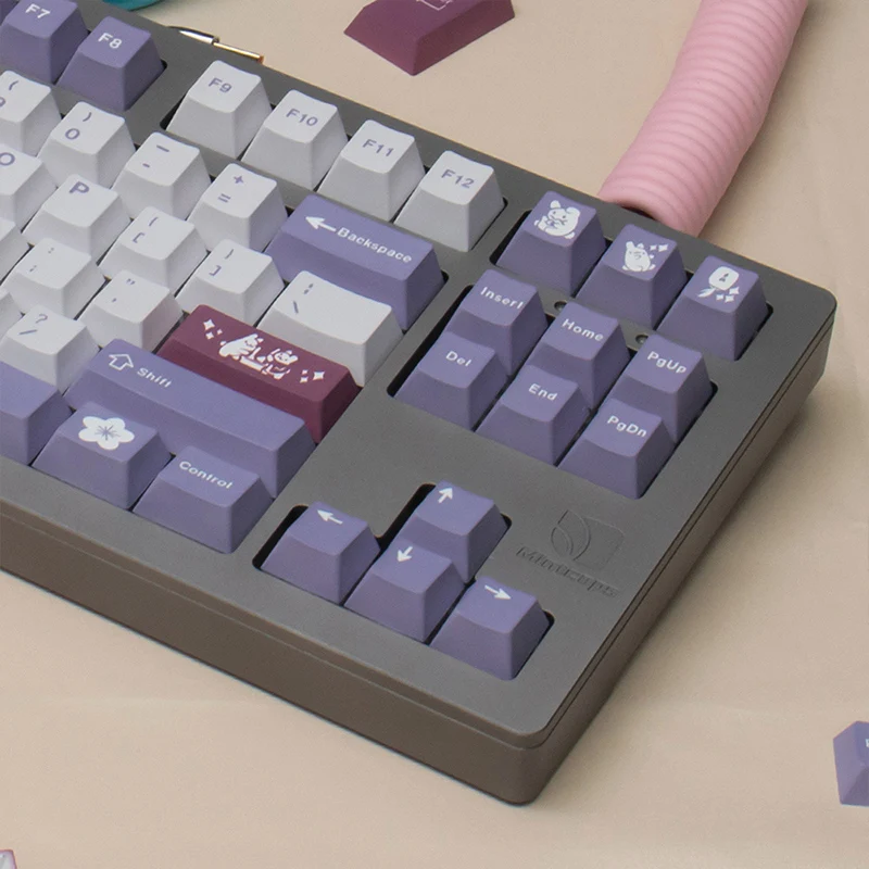 136 Keys GMK Tuzi Clone Keycap Cherry Profile DYE-SUB Keycap For MX Switch Mechanical Keyboard Purple Series Key Caps 002