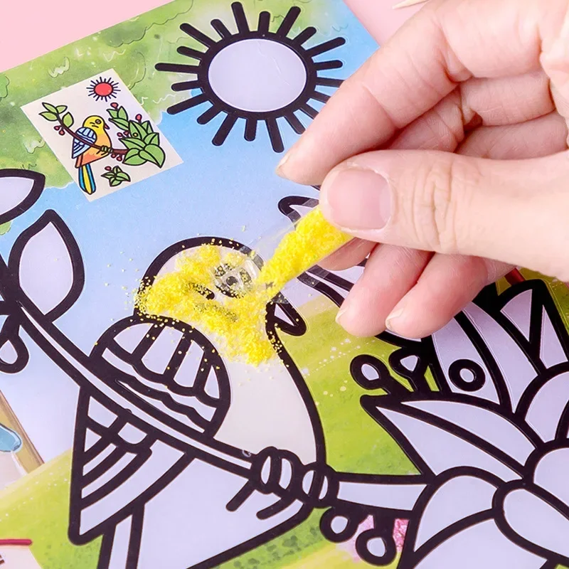 10/50Pcs Cartoon Sand Painting Pictures DIY Drawing Education Toy for Kids Birthday Party Favors Kindergarten Prizes Treat Bag