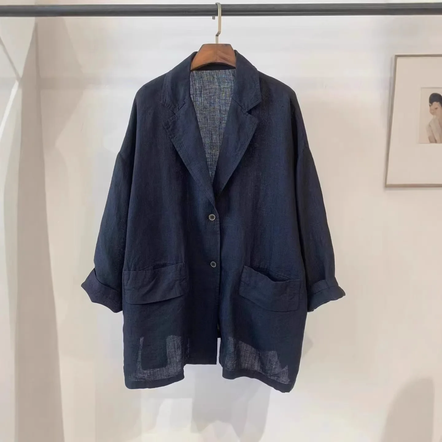 SuperAen Retro Elegant Cotton and Linen Blazers for Women Spring New Japan Style Loose Simple Sun Protection Casual Coats
