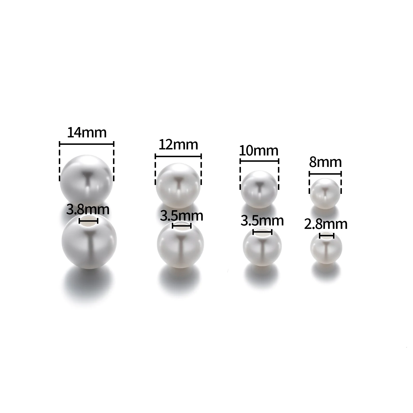 10/20pcs 8/10/12/14mm ABS Artificial Pearl Beads Beige Big Hole Beads for DIY Jewelry Making Necklace Bracelet Earring Supplies