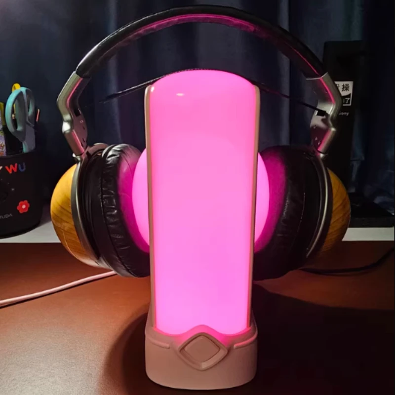 

New Cool RGB Headphone Stand Custom Multi Interface Docking Station Pink Headphone Holder Desktop with Headphone Stand Holder