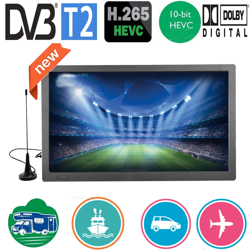 Rechargeable LEADSTAR D16 15.4 Inch Portable Mini Digital TV Support DVB-T2 ISDBT ATSC Hevc H265 10Bit Code Car Kitchen TV Dolby