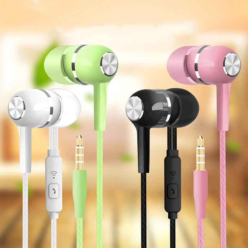 Mobile Phone Wired Headphones In-ear Simple With Mic Men And Women Business Wired Headphones Heavy Bass Music Headphones