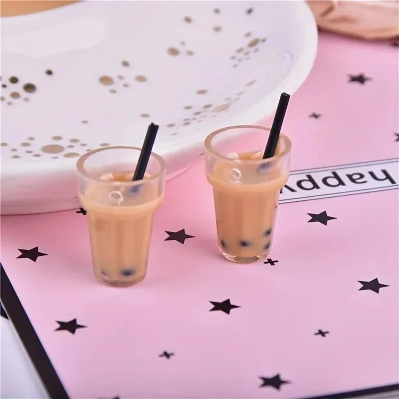 10Pcs Mini 3D Bubble Tea Resin Charms Simulation Milk Tea Cup Pendants DIY Craft Supplies For Earrings Bracelets Handmade