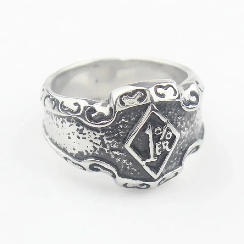 1%er One Percent Biker Motorcycle Club Men\'s Stainless Steel Ring