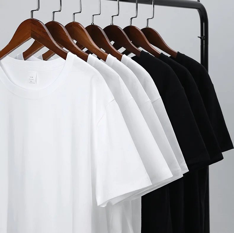 New 100% Cotton T-shirt Fashionable Men's Women's Short Sleeved Cotton Round Neck White Thickened Top Men Clothing