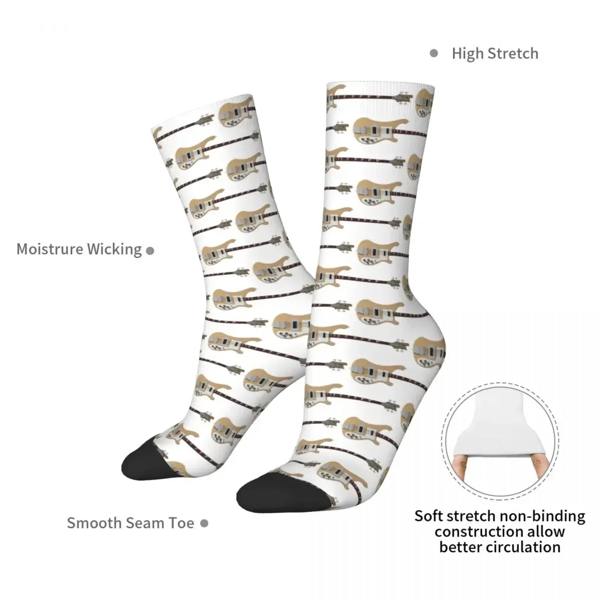 Naturel Rickenbacker Socks Harajuku High Quality Stockings All Season Long Socks Accessories for Man's Woman's Gifts