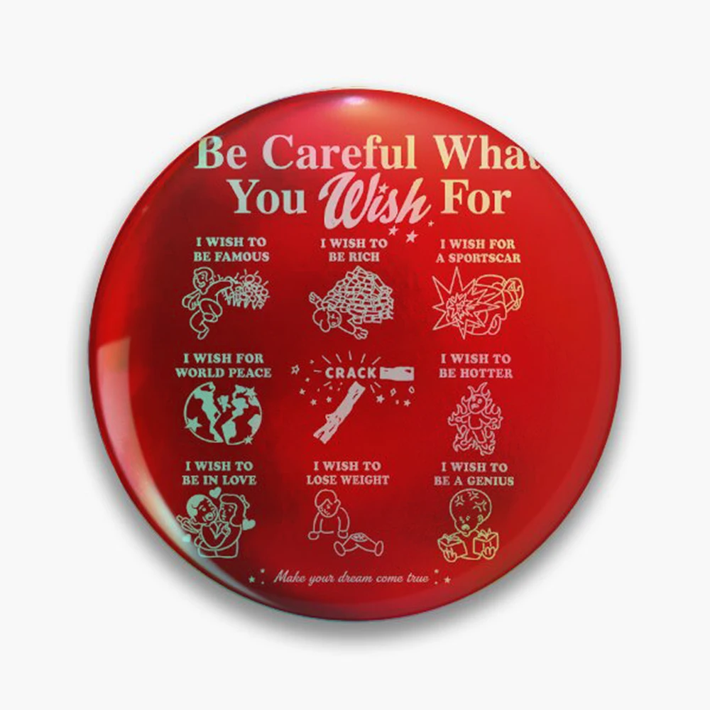 Obsession 2026 Vintage Be Careful What You Wish Pin Holographic Star Heart Pin Brooches Laminated Button Fashion Accessory