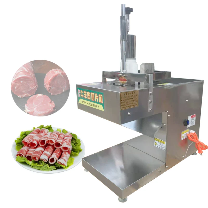 Commercial 1 Roll Stainless Steel Full Automatic Beef Mutton Bacon Slicer Frozen Lamb Meat Roll Cutting Slicing Machine