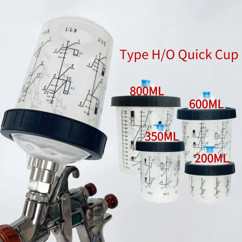 Disposable Paint Spray Gun Cup Liners and Lid System,50 Pack Mini Size 6 Ounce (180ml) Kit,Type H/O Quick Cup,Paint Mixing Cup