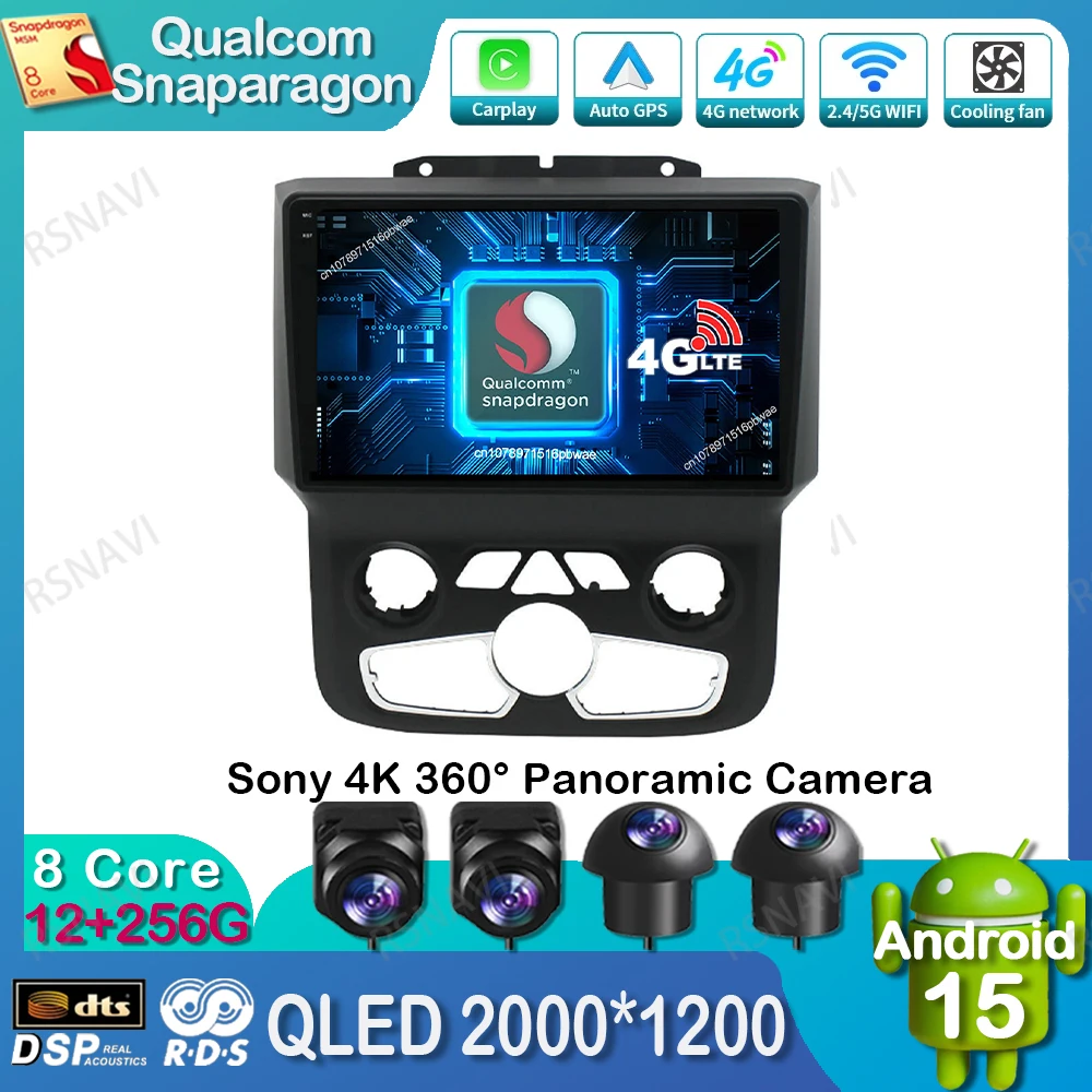 

Android 15 Car Radio For Dodge RAM 1500 2500 2013-2019 Multimedia Navigation Viedo Player 5G WIFI GPS BT DVD Stereo DSP Qualcomm