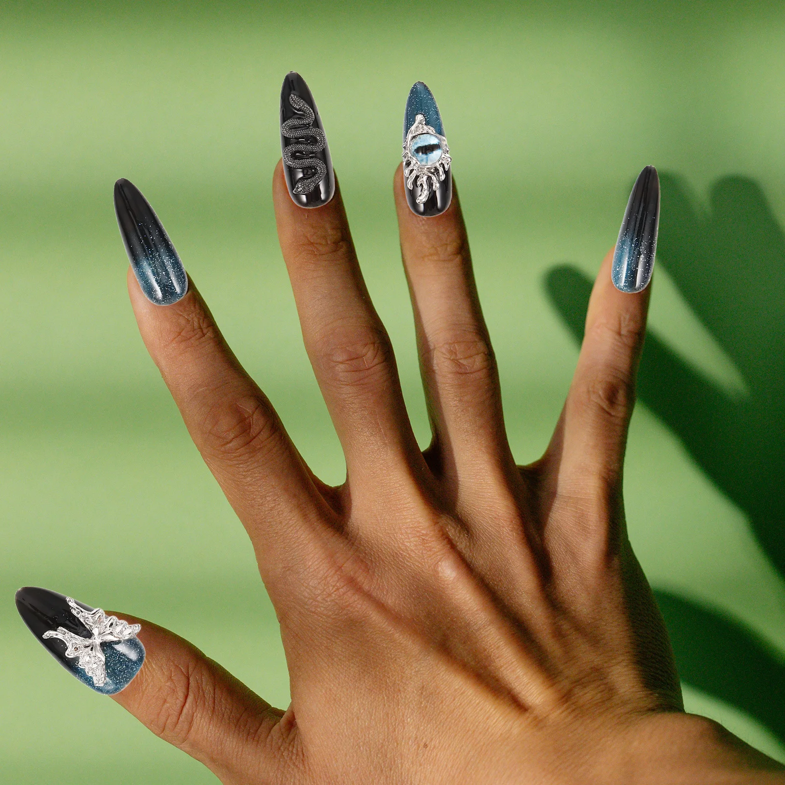 

1 Set Of Full Cover Nail Stickers Removable Press On Nails For Women Long False Nails Manicure Adhesive Tips Halloween Party