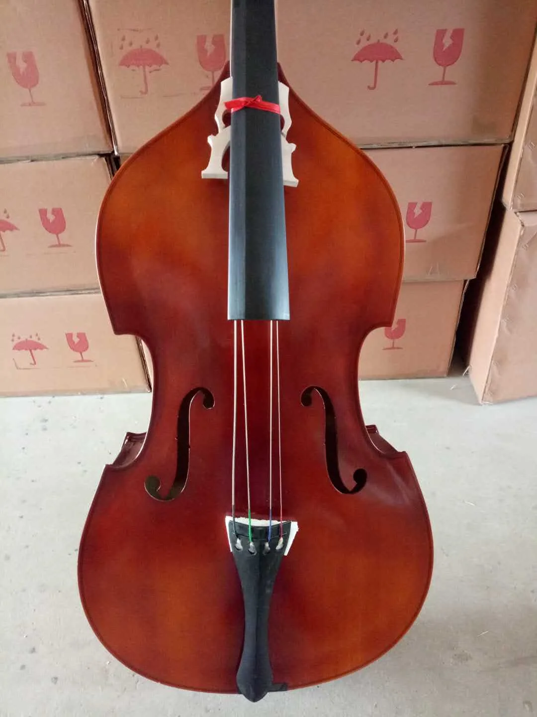 3/4 Size Plywood Art Flame Student Level Double Bass String Musical Instrument for Music Learners Daily Practice