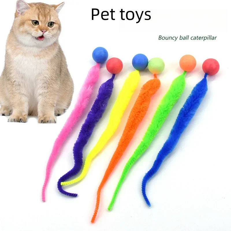 

Cat Interactive Toy Scratching Cat Colorful Pinball Pet Supplies Puzzle Playing Indoor Cat Worm Caterpillar Elastic Toy