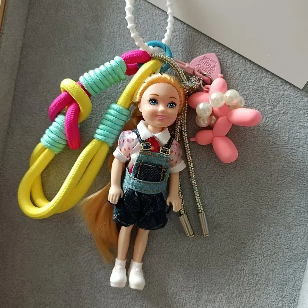 Cute Doll Pendant Hanging Backpack Ornament DIY Change Clothes Bag Charm Car Key Ring Bag Decoration for Barbie Doll