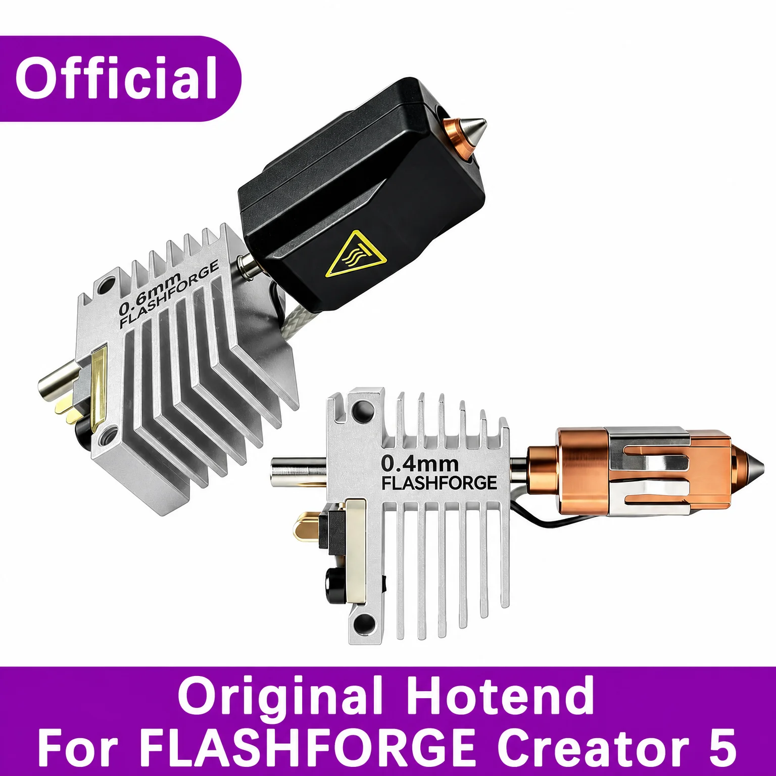 Official Creator 5 Hotend For FLASHFORGE Creator 5 Pro Original C5 Hot End C5 PRO 0.25 0.4 0.6 0.8mm Hardened Steel Nozzle