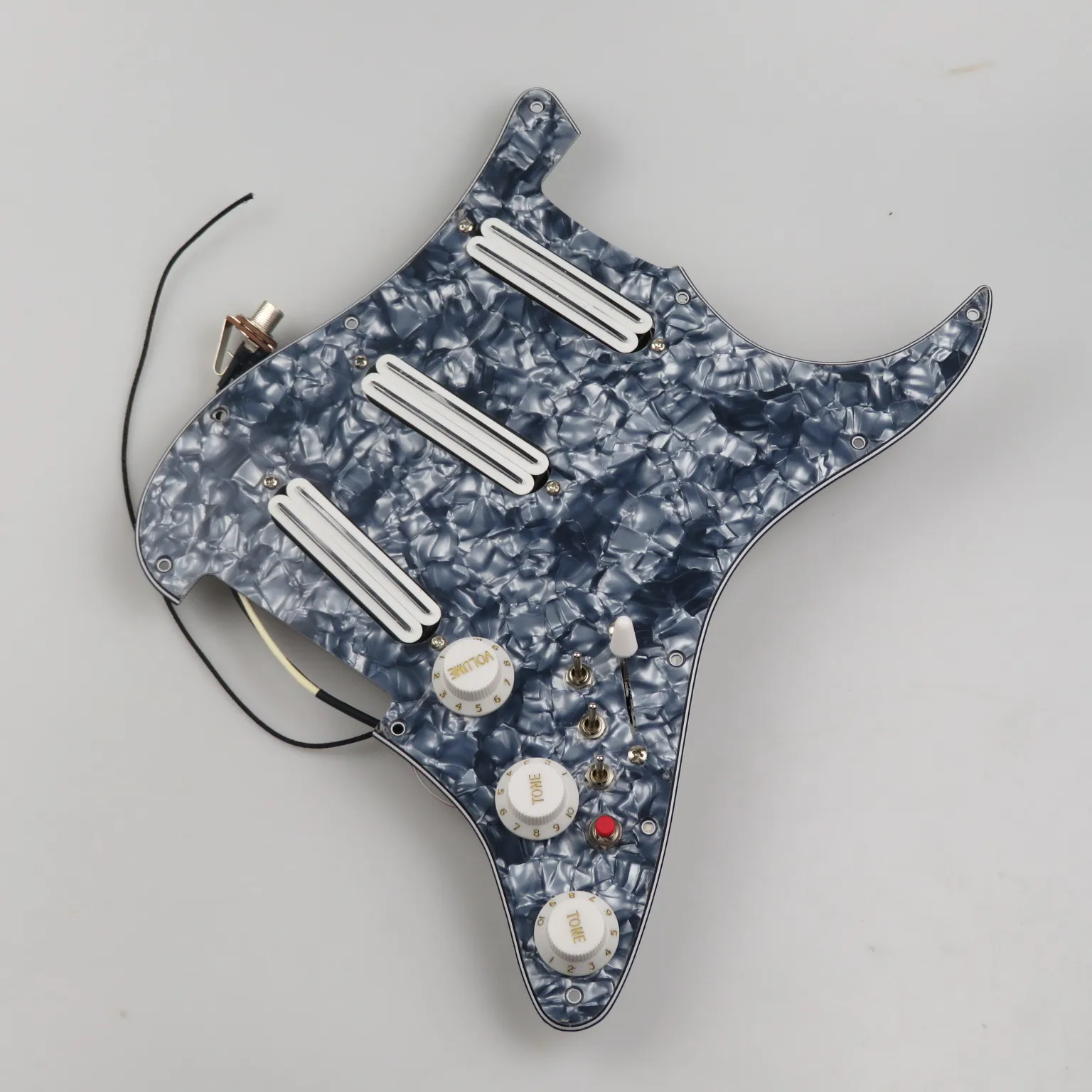 Loaded Pre-Wired Strat Pickguard Gray Pearl Pearloid 3 Rail Single Pickups Full Wiring Kit ST Electric Guitar Scratch Plate