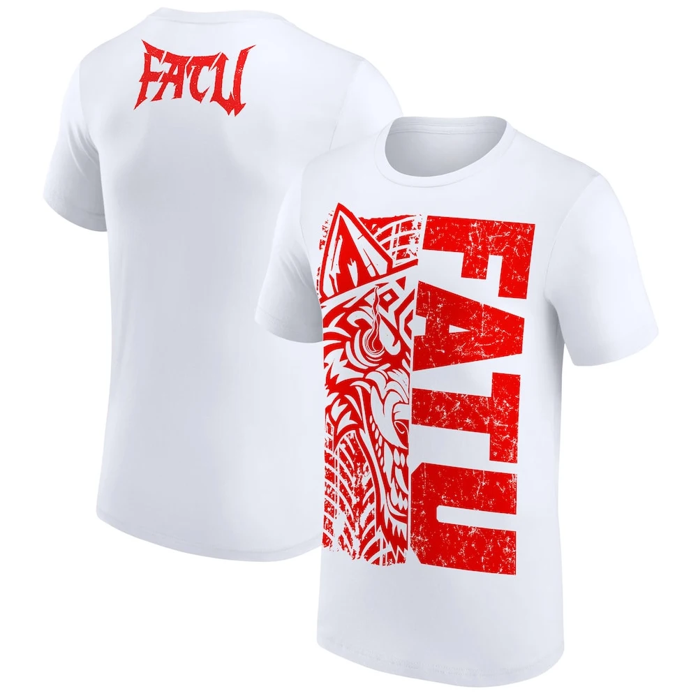 Men's White Jacob Fatu Split Wolf T-Shirt 3D Printed Sports Quick Drying Short Sleeve Top Daily Casual Plus Size T-Shirt 5XL