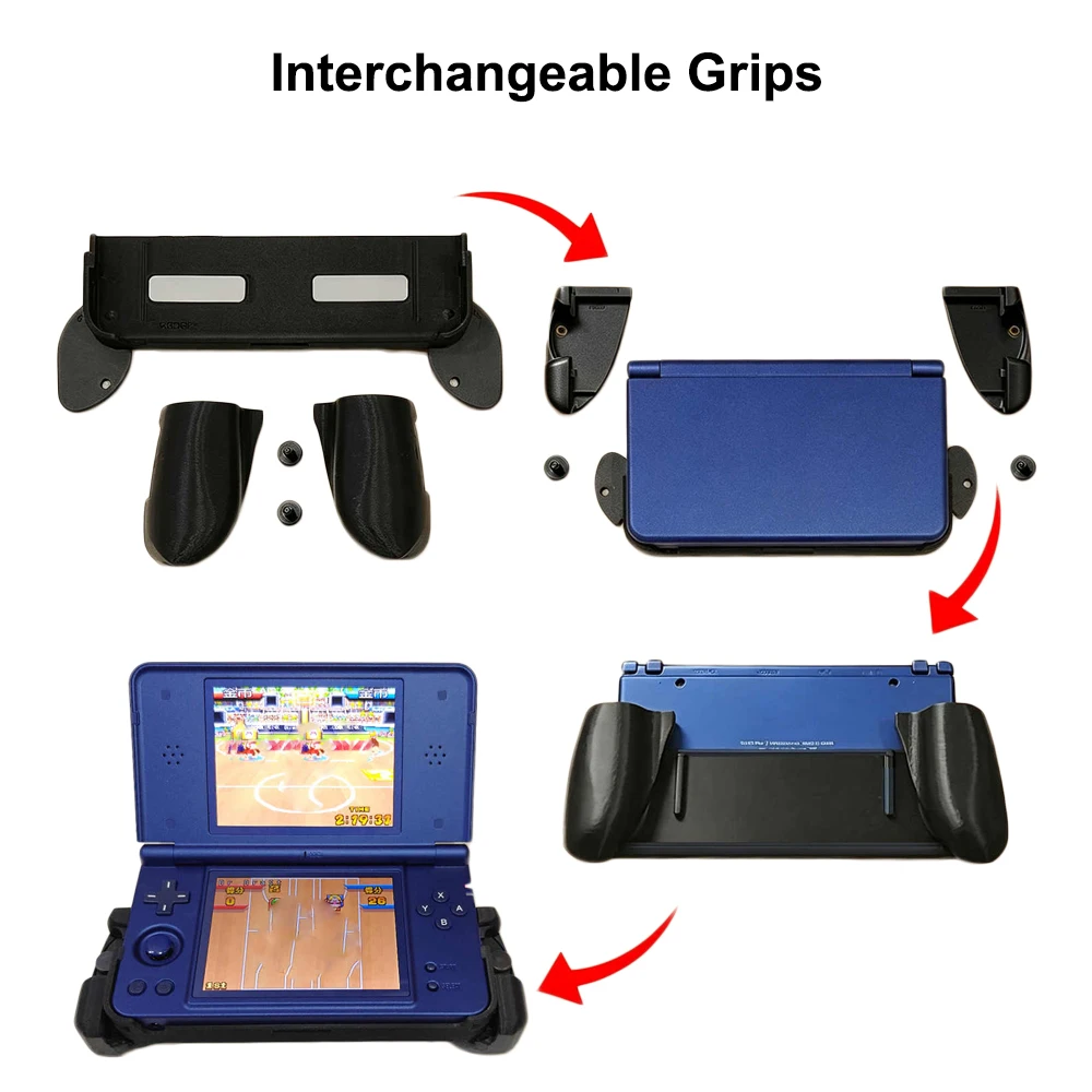 For ANBERNIC RG DS Plus Ergonomic Retractable Hidden Grip With Screen Cover Full Access Comfortable Fighting Game Handheld