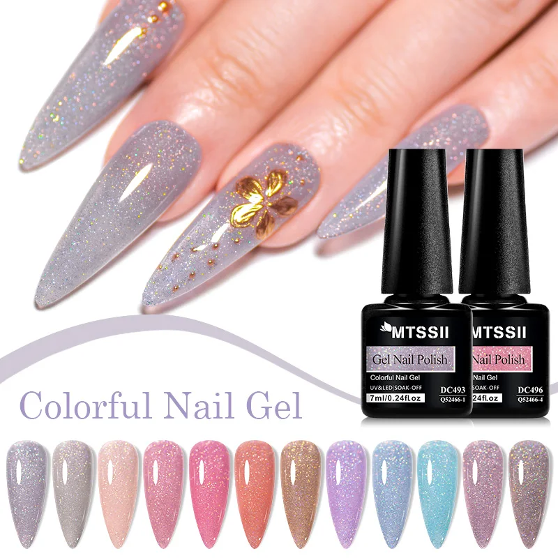 

MTSSII 7ml Shimmer Glitter Gel Nail Polish Dreamcolor Soak Off Gel Spring And Summer Color Semi Permanant ManicureArt Varnish