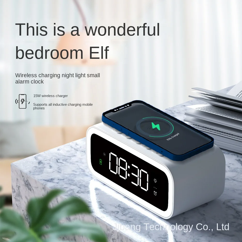 LED Night Light Wireless Charger Electronic Clock Led Digital Small Alarm Clock Intelligent Creative Gift Ambient Bedside Lamp