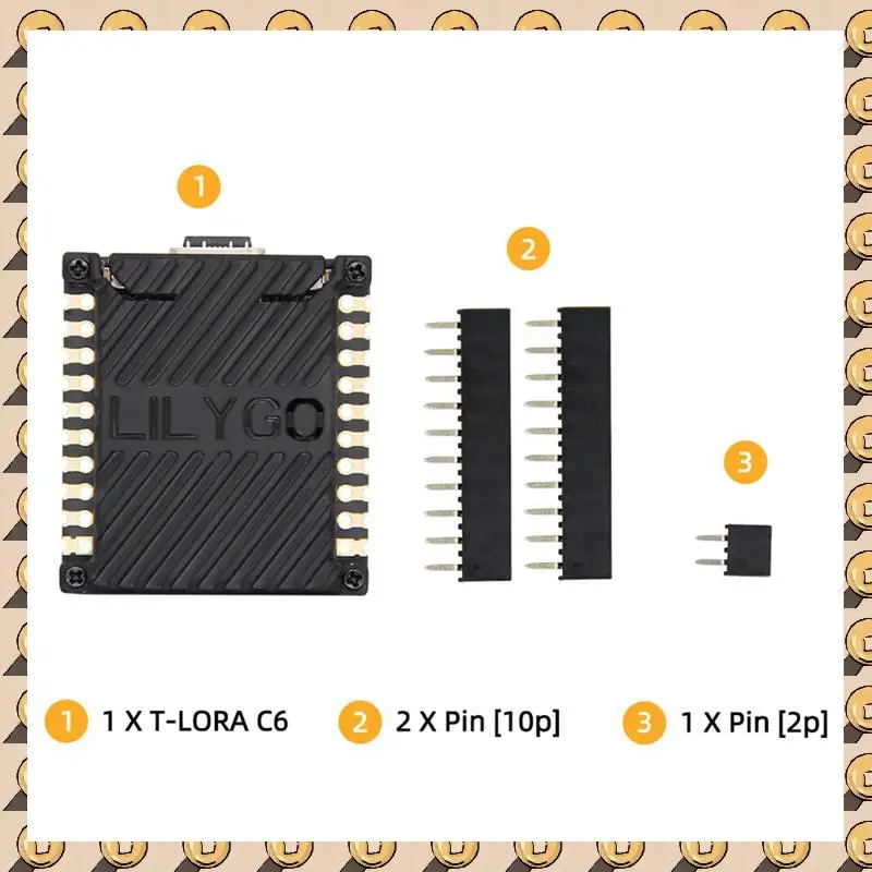 

A003 Lilygo T-Lorac6 ESP32-C6 Модуль Lora Lorawan Плата разработки малой мощности дальнего действия Withsx1262, отверстия для штампов 915 МГц