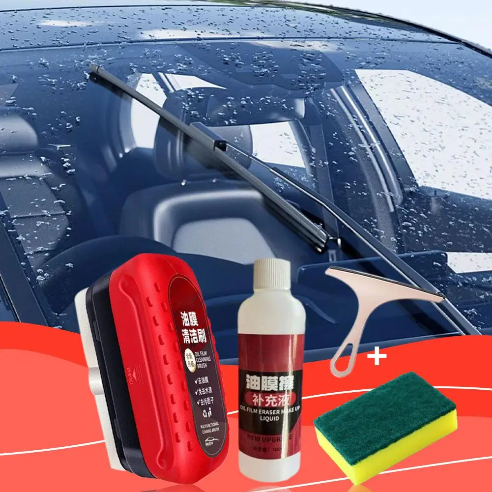 Car Glass Oil Film Remover, Esponja de limpeza, Anti-fog Cleaner, Rainproof Brush, Agente de Manutenção, Windshield Oil, D2F2