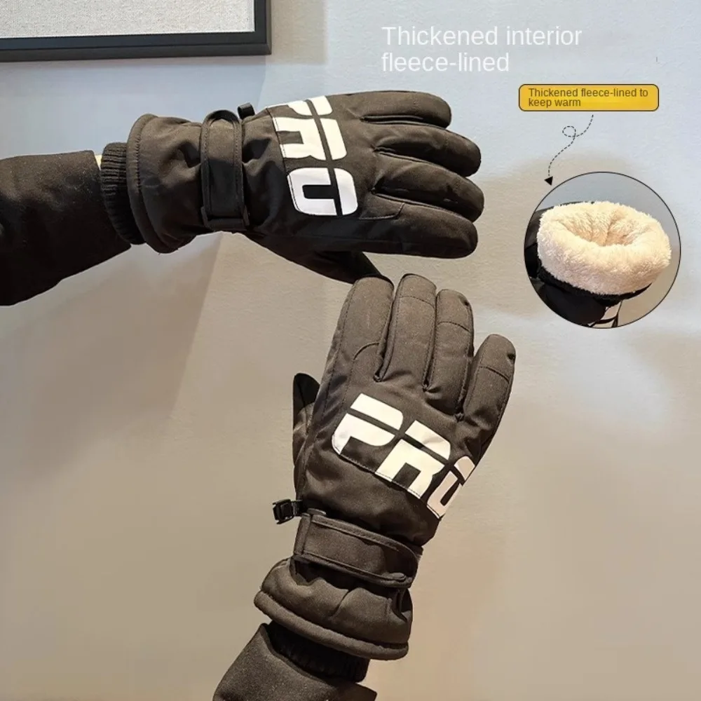 قفازات التزلج الحرارية كاملة الأصابع قفازات الثلج السميكة القطيفة المقاومة للماء والرياح للدراجات النارية والرياضات الخارجية