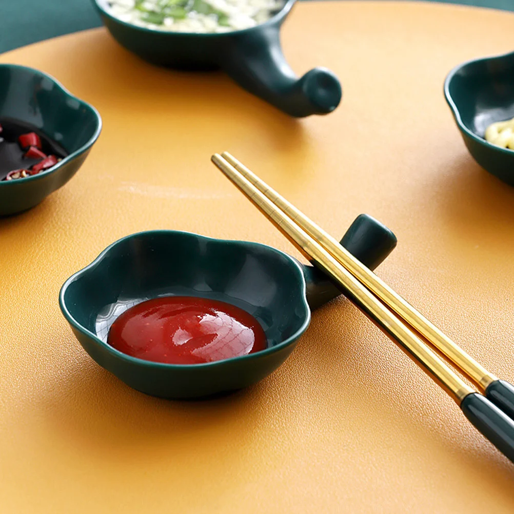 

8pcs Condiment Bowl Set Stackable Mini Sauce Dishes Grip Handle For Soy Vinegar Dip Serving Seasoning Tray Kitchen Utensil