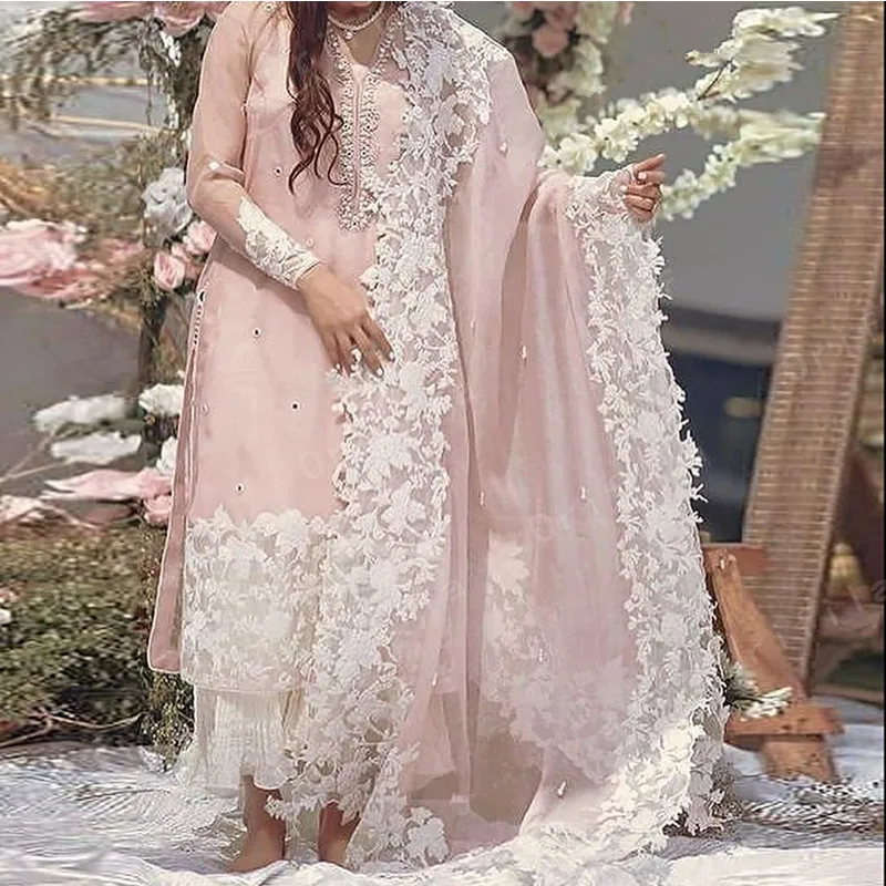 Arabic India Prom Dresses With Sarees Long SLeeves Lace Appliques shyamalbhumika Traditional Evening Party Dress customized