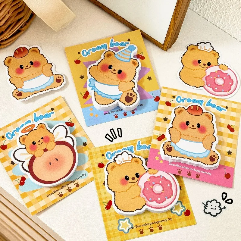 2PCS Cute Shaped Sticky Notes Set Kawaii Memo Pads for StudentsFun Cartoon Note Taking Supplies Reusable Adhesive Memo Notebook