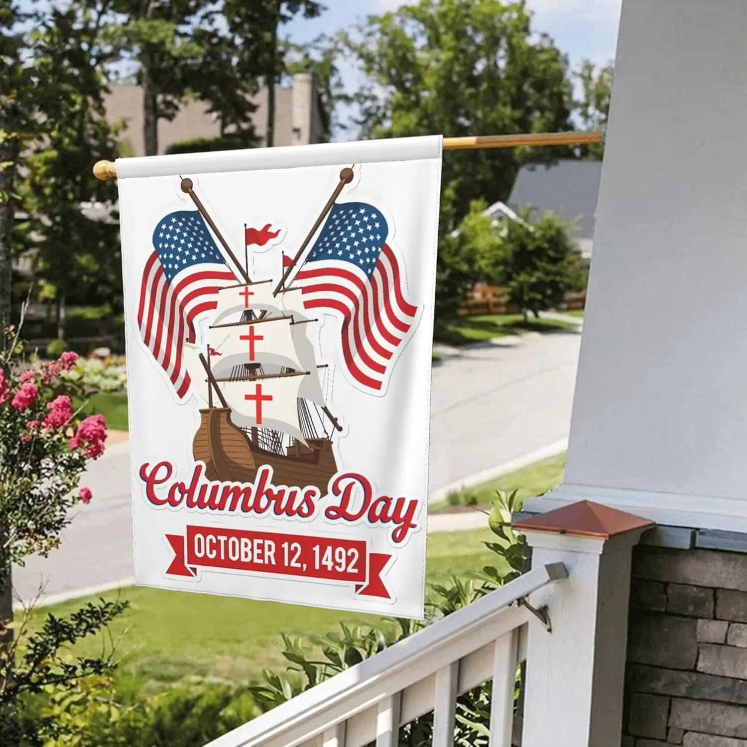 Columbus Day October 12 1492 Flag Happy Columbus Day Garden Flags 12.5