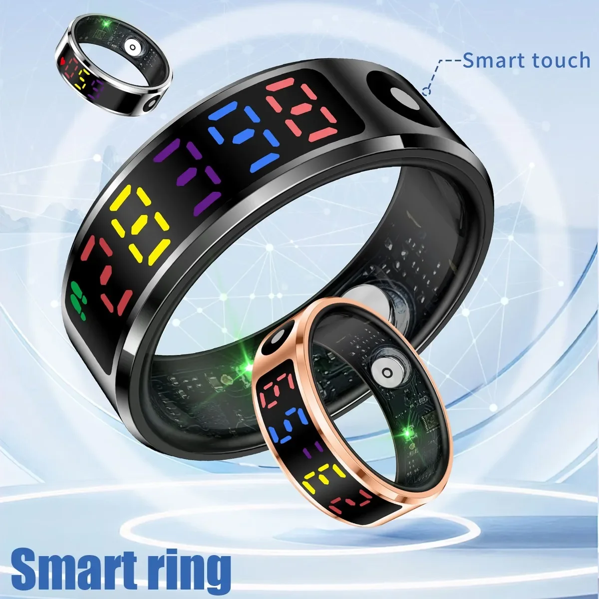 

Модное умное кольцо с цветным экраном и Smart Touch, IP68, водонепроницаемый трекер здоровья, фитнес для мужчин и женщин, высокотехнологичное интеллектуальное кольцо