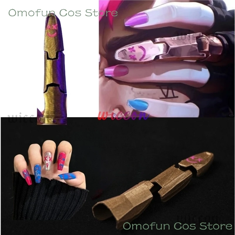 Arcane Jinx Finger Covers Game LOL Cosplay Roleplay Nail Set Costume Props Adult Outfits Halloween Carnival Costume Accessories