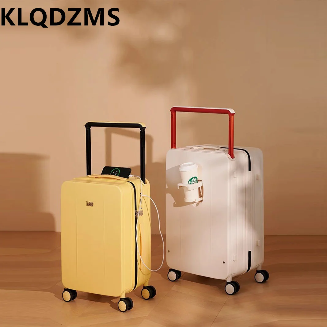 KLQDZMS 20\'\'22\'\'24\'\'26\'\' inch High Aesthetic Value Wide Trolley Luggage Travel Code Universal Wheel Trolley Student Suitcase