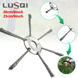 LUSQI 20/23cm Steel Wire Wheel Head Upgraded Grass Trimmer Head Universal Weed Brush Removal Moss Rust Fit Petrol Brushcutter