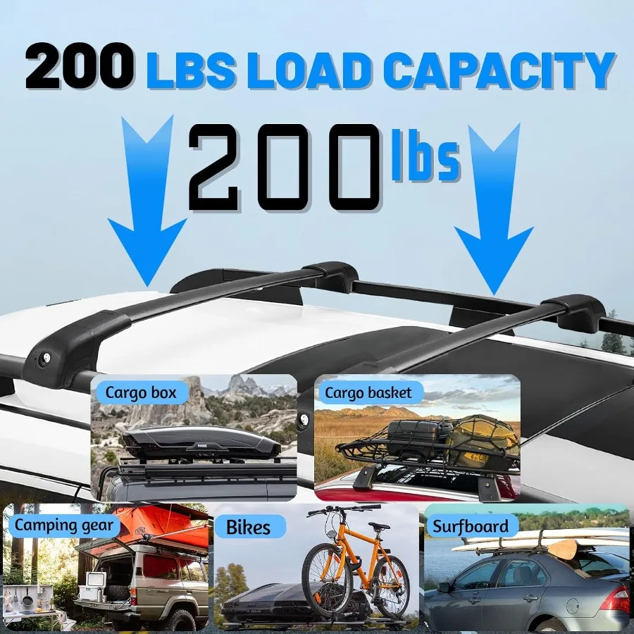 قضبان متقاطعة لرف السقف قابلة للقفل متوافقة مع 20192025 Subaru Ascent فقط للقضبان الجانبية المرتفعة بسعة تحميل 200 رطل من الألومنيوم