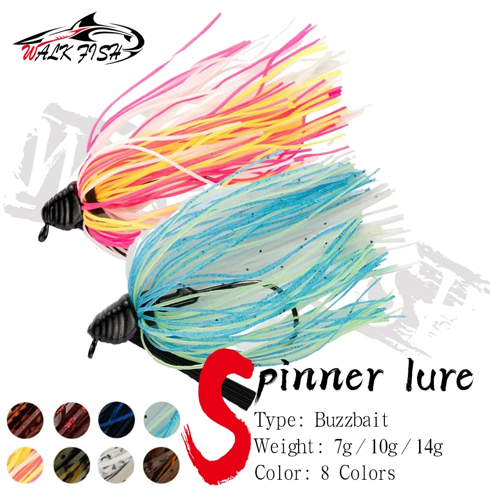 WALK FISH 1 Stück 7G 10G 14G Spinner Angelköder Chatterbait Köder Jigkopf Buzzbait für Barsch Hecht Zander Spinnerbait Meeresangeln