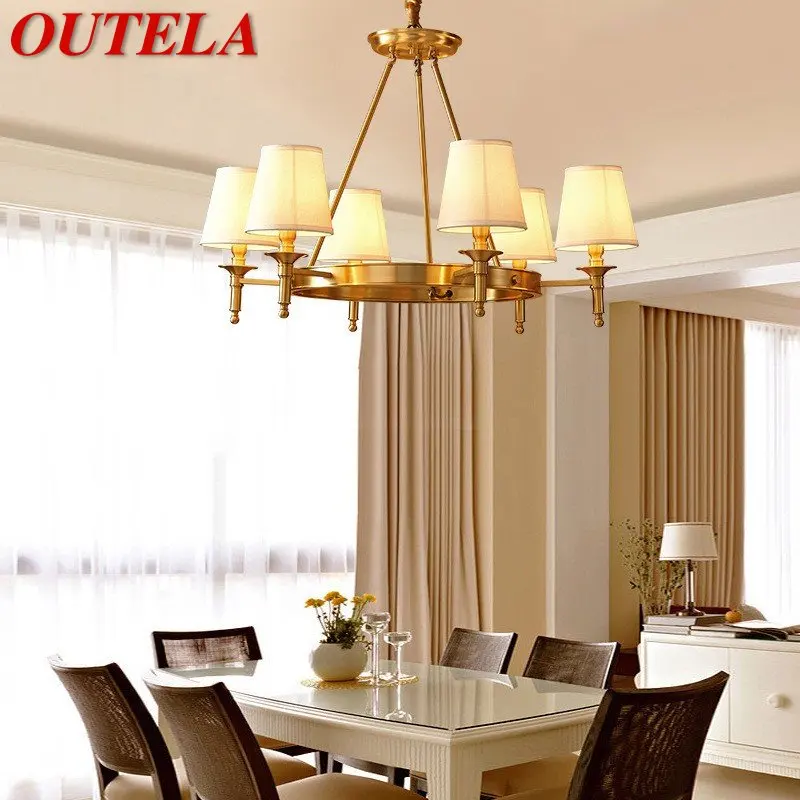 

OUTELA Brass Chandeliers Lamp Contemporary Luxury LED Pendant Light for Home Living Room Bedroom Fixtures