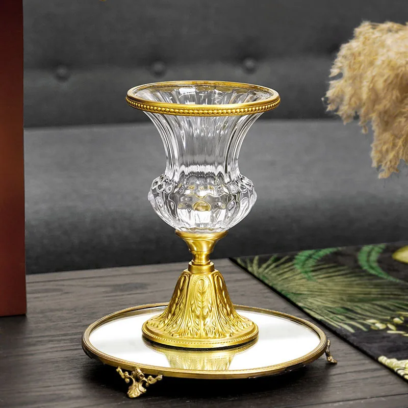 Light Luxury Crystal Glass Exquisite Vase, Creative Flower Arrangement Decoration, Living Room and Dining Room Floral Decoration